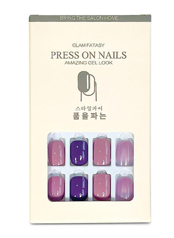 Glam Fatasy Press On Nails Amazing Gel Look Artificial Nails Set, F679 5, Pink/Violet