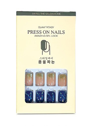 Glam Fatasy Press On Nails Amazing Gel Look Artificial Nails Set, F674 21, Pink/Blue