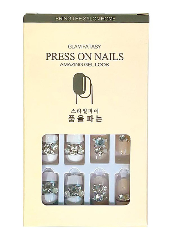 Glam Fatasy Press On Nails Amazing Gel Look Artificial Nails Set, F677 4, Multicolour