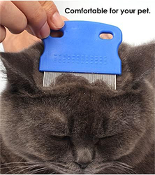 Stainless Steel Teeth with Ergonomic Grip Handle Dog Comb for Removes Tangles and Knots, Blue