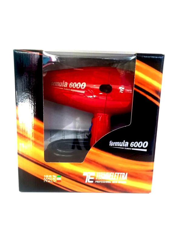 Techno Electra Formula 6000 Salon Professional Hair Blow Dryer, 21000-2500W, Red