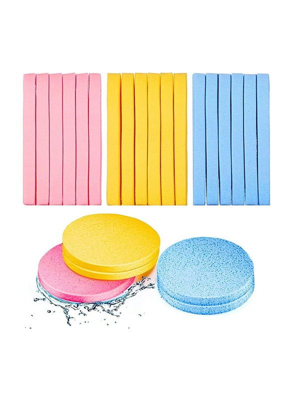 La Perla Tech Compressed Face Cleansing Sponge, 72 Pieces, Yellow 24 Pcs, Multicolour