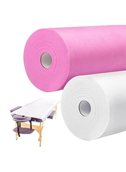 La Perla Tech Disposable Non Woven Bed Sheets, 80 x 180cm, 2 x 50 Sheets, Pink/White
