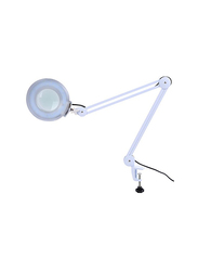 La Perla Tech Lamp Light with Stand and 5x Desk Magnifying Glass, White