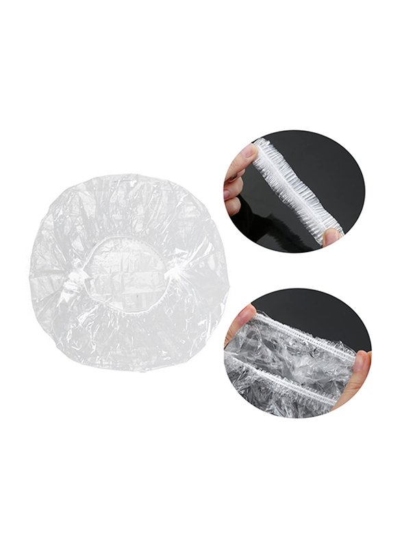 XuanHuZhe Clear Disposable Plastic Shower Caps, 100 Pieces