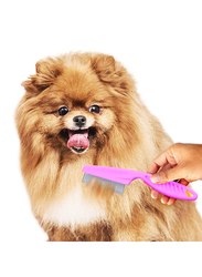 Pet Grooming Tool Stainless Steel Pin Fleas Lice Combs for Dog & Cat, Pink