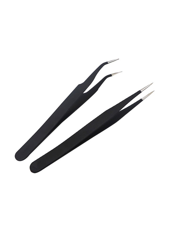 3D Shape Nail Art Tweezer Nipper Picking Tool, 2 Pieces, Black