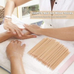 Le Perla Tech Nail Art Cuticle Pusher Remover Manicure Pedicure Tool Orange Wood Sticks, Brown