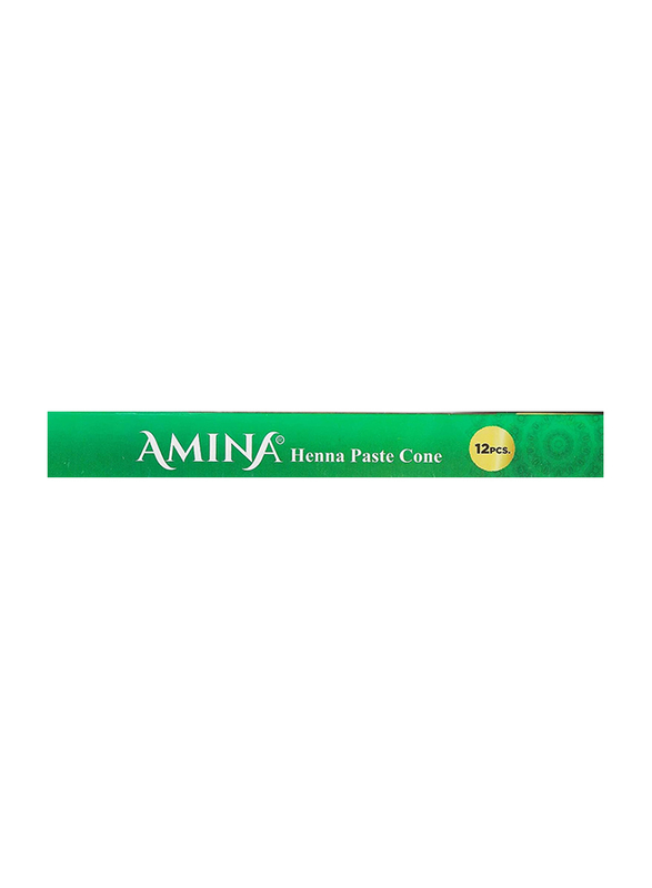 Amina Jumbo Organic Natural Instant Henna Herbal Mehndi Cone, 12 Pieces, Brown