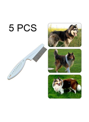 18.5cm Combs Fine Toothed Stainless Steel Needle Fleas Removal Combs for Cats & Dogs, 5 Pieces, White
