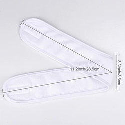La Perla Tech Adjustable Spa Facial Headbands Terry Cloth Stretch Make Up Wrap with Magic Tape, 4 Pieces, White