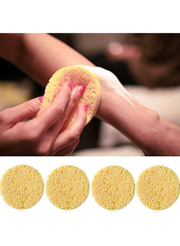 Deep Facial Round Cleansing Sponge, 4 Pieces, Yellow