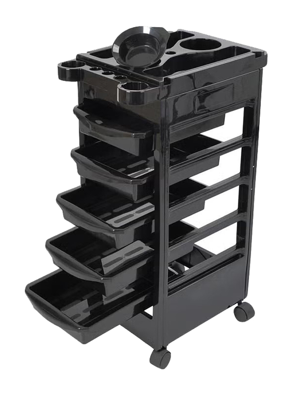Salon SPA Trolley Storage Cart with 5 Drawers, Black