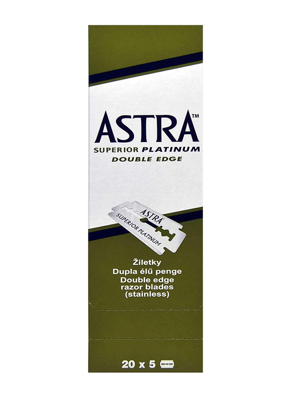 Astra Superior Platinum Double Edge Shaving Razor Blades, 100 Pieces