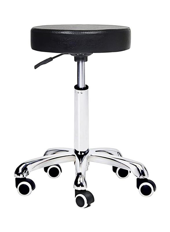 I.E Saloon Stool Chair Adjustable Height, Black/Silver