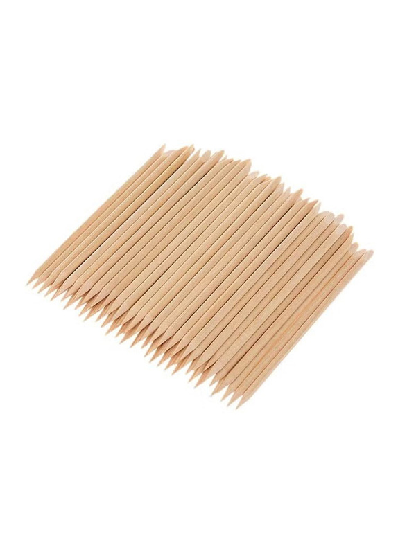 La Perla Tech Nail Art Wood Sticks Wooden Cuticle Remover Pusher Manicure Pedicure Tool Disposable, 100 Pieces, Beige