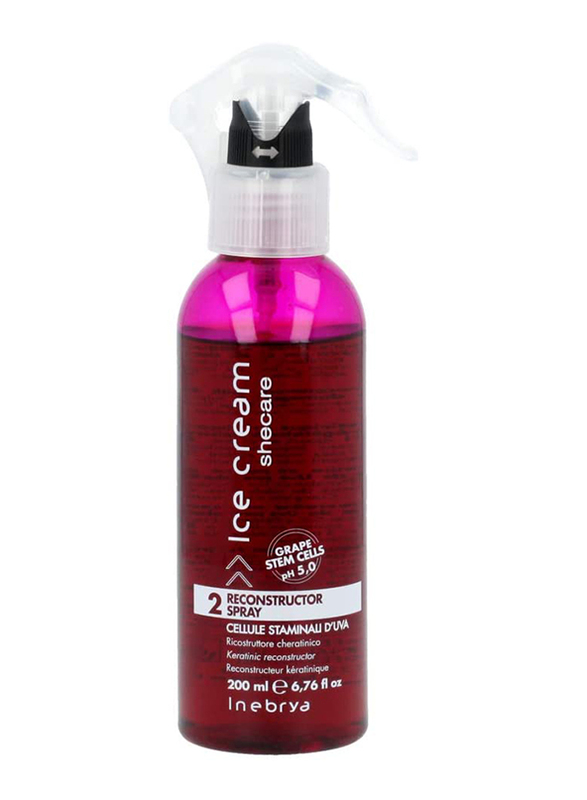 Inebrya Ice Cream Shecare Reconstructor Spray with Grape Stem Cells pH 5, 0 for Damaged Hair, 200ml