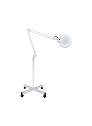 La Perla Tech Round Lamp Light with Stand and 5x Dioptre Magnifying Glass, White