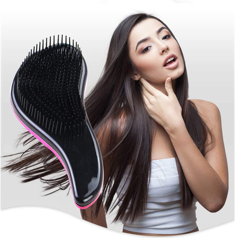 Salon Styling Tamer Massage Hair Tangle Detangling Hair Brushes, Black/Pink