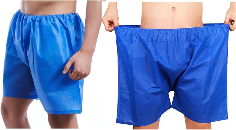 Disposable Non-Woven Spa Elastic Shorts for Women and Men, Blue