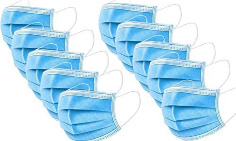 Boutique Disposable Face Masks with Anti-Bacterial Hand Sanitizer, Blue, 50 Pieces