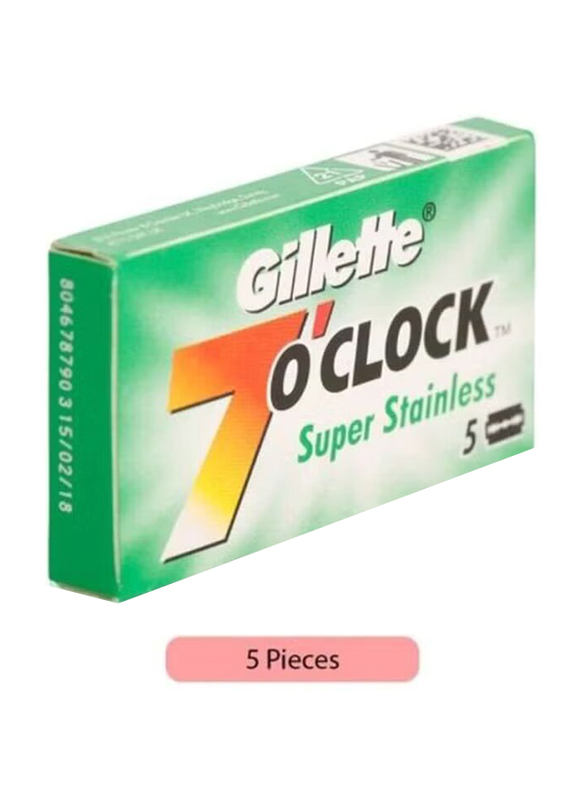 Gillette 7 O'clock Super Stainless Blade Set, 5 Pieces, Silver