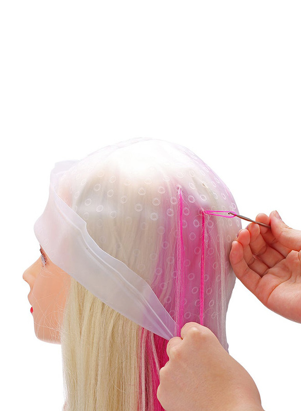 22.2 x 2 x 10cm Silicone Reusable Hair Colouring Dye Cap for All Hair Types, White, 1-Piece