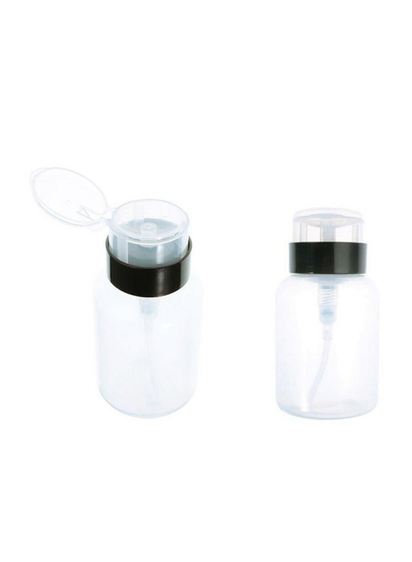 Erioctry Nail Art Polish Remover Cleaner Pump Dispenser Bottle, 2 x 200ml, White/Black