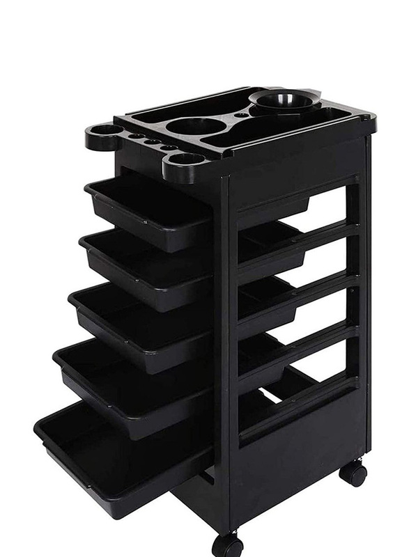 La Perla Tech 5 Drawer Salon Barber Hairdressing Trolley, Black