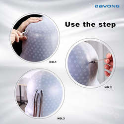 Dayong Professional Silicone Highlighting Cap with Metal Hooks, Clear