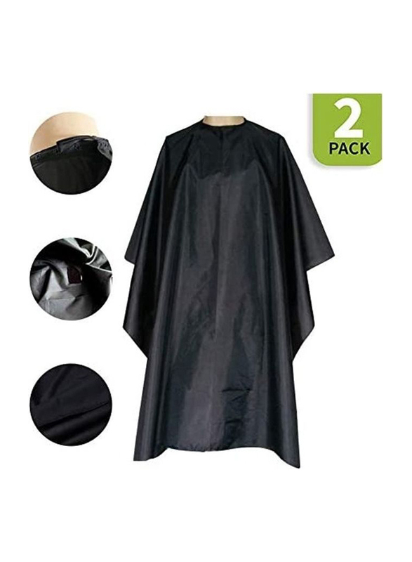 

Generic Professional Barber Cape Salon Cape with Snap Closure for All Hair Types, Black, 2-Pieces