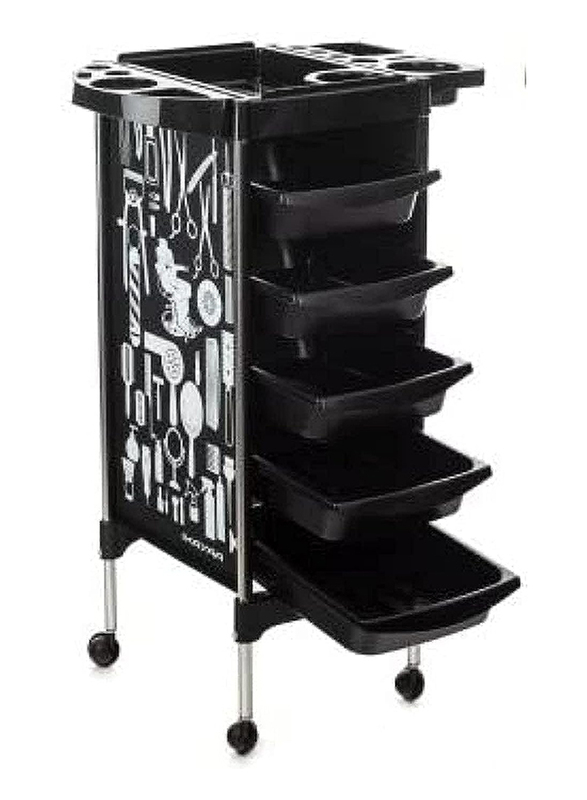 La Perla Tech Professional Salon Trolley with Print Design, Black/White