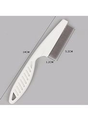 18.5cm Stainless Steel Comfort Flea Short & Long Hair Fur Remove Hair Comb for Cat & Dog, White