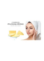 La Perla Tech Compressed Facial Round Makeup Sponges, 12 Pieces, Yellow