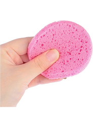 La Perla Tech Reusable Compressed Cellulose Face Round Sponge, 4 Pieces, Pink