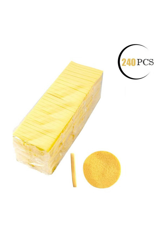 La Perla Tech Compressed Facial Round Makeup Sponges, 240 Pieces, Yellow