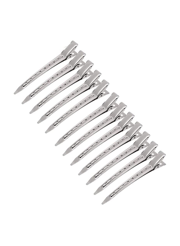 HotsUAE Rustproof Metal Duck Bill Clips with Holes, Silver, 9cm, 12 Pieces