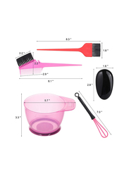 La Perla Tech Hair Dye Brush and Bowl Set, 6 Pieces, Pink