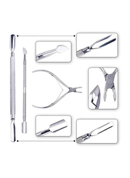 I.E La Perla Tech Stainless Steel Nail Tool Kits Scissor Tool Spoon Pusher Dead Skin Remover Cutter, Silver