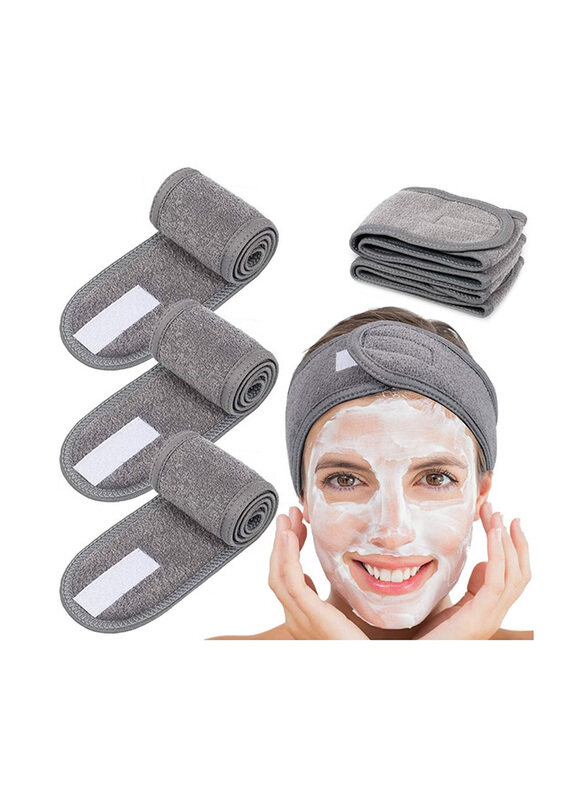 

La Perla Tech Spa Facial Head Wrap Terry Cloth Headband, Grey, 4 Pieces