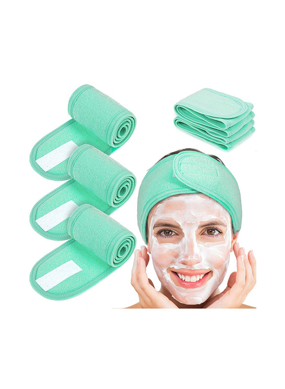 La Perla Tech Spa Facial Head Wrap Terry Cloth Headband, Green, 4 Pieces