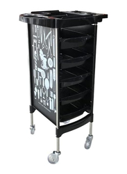 La Perla Tech Professional Salon Trolley with Print Design, Black/White