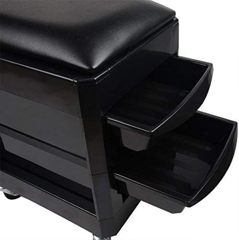 La Perla Tech Adjustable Height Salon Stool Chair, Black