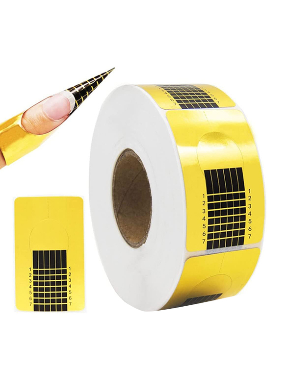 La Perla Tech Nail Art Tips Paper for Acrylic Gel Nail Shape Extension, 500 Pieces, Yellow/Black