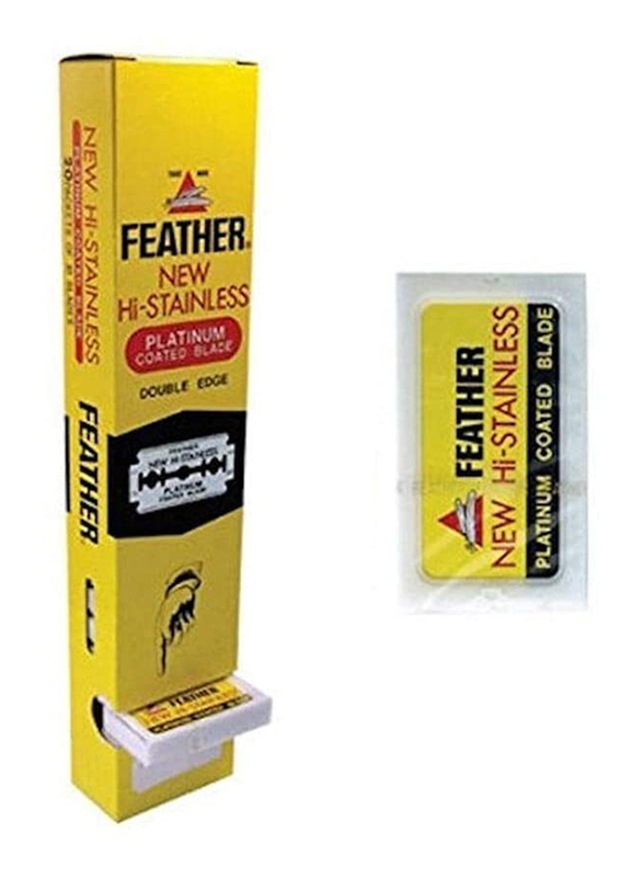 Feather Hi-Stainless Platinum Coated Blades, Silver, 10 Blades