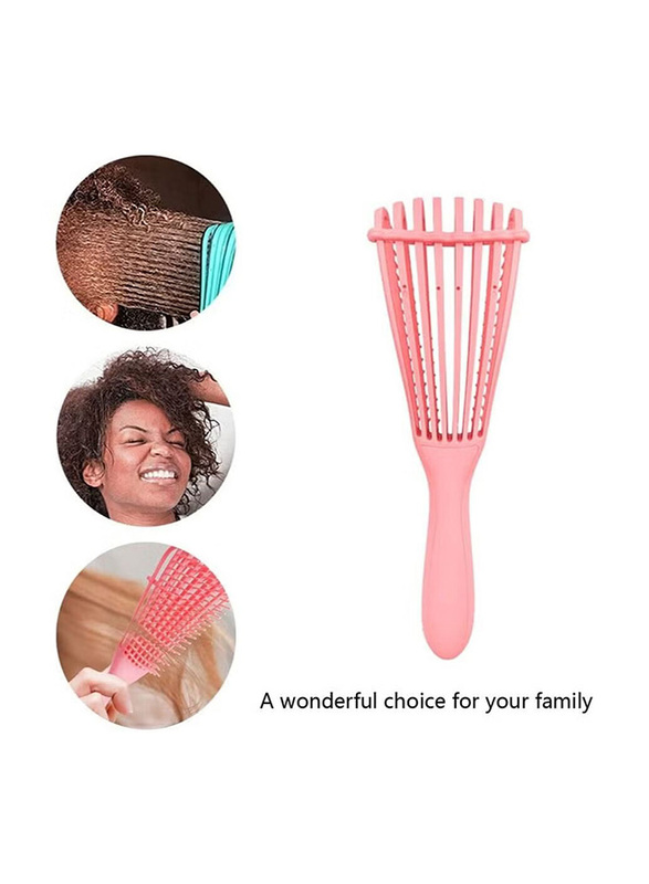 La Perla Tech Flexi Detangling Brush for Curly Hair Wet Thick Kinky Hair, Pink, 1 Piece