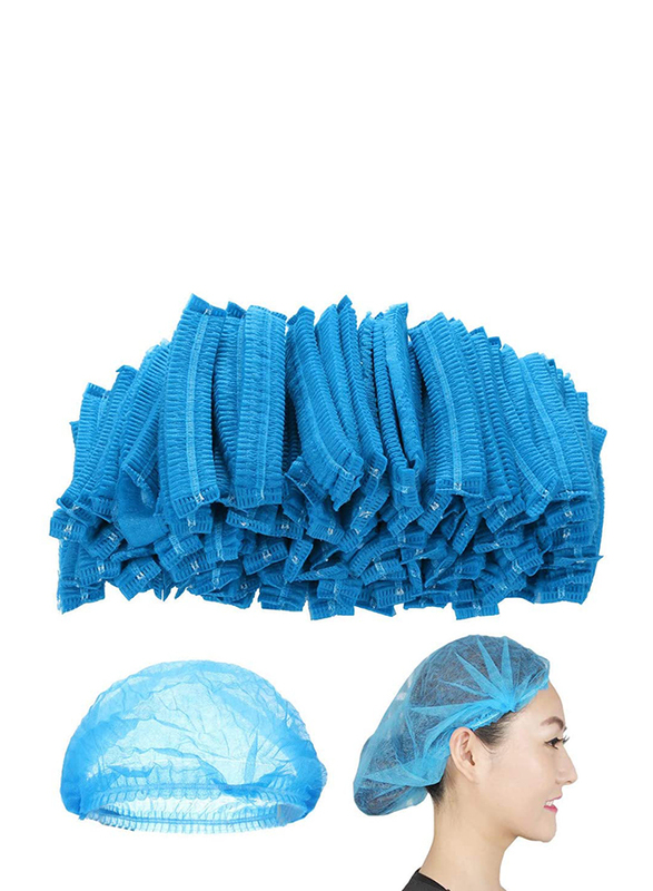 Botrong Disposable Non-Woven Paper Chef Elastic Cap for Home/Restaurant & Kitchen, 100-Pieces, Blue
