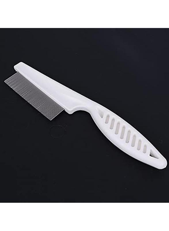 0.5mm Stainless Steel Pin Pitch Fleas Lice Clean Comb for Dog & Cat, Big, White