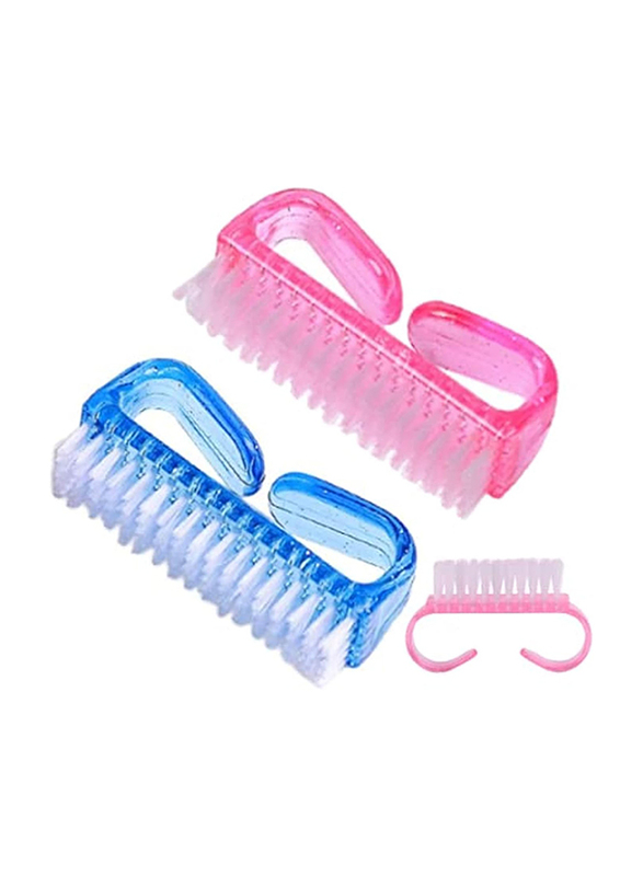 Nail Cleaning Brushes for Manicure & Pedicure Tools Nail Brushes, 3 Pieces, Pink/Blue