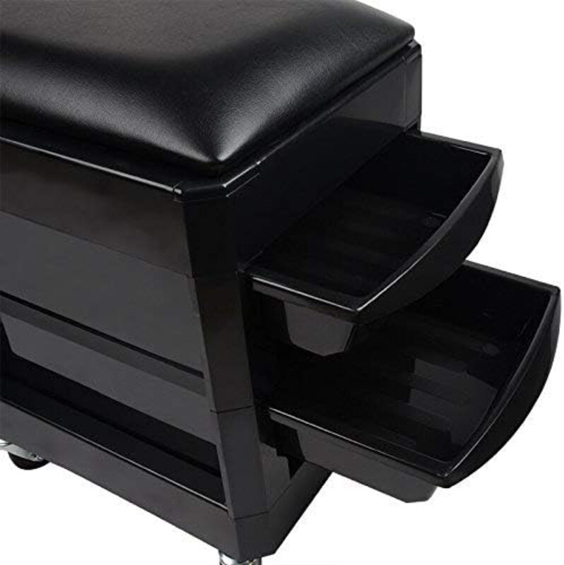 Salon Stool Trolley for Manicure Pedicure, Black